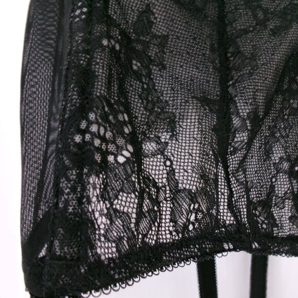 New Victoria's Secret Side Zipper Lace Bustier Garter Black Nude Push-Up 34C - Picture 6 of 11